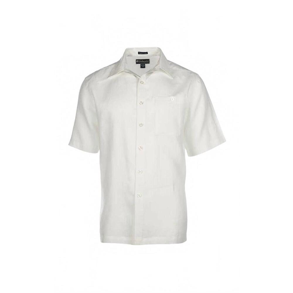 NEW HOOK & TACKLE men's pavilion short sleeve shirt in white